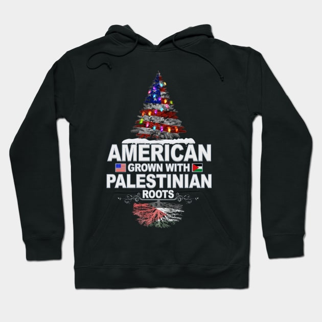 Christmas Tree  American Grown With Palestinian Roots - Gift for Palestinian From Palestine Hoodie by Country Flags